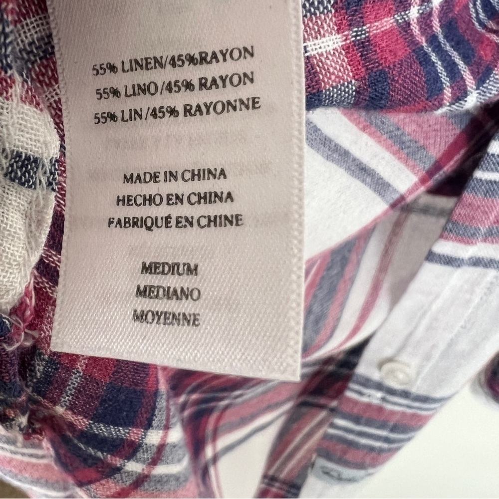 Rails Charli Linen Blend Raspberry Coast White Top - image 5